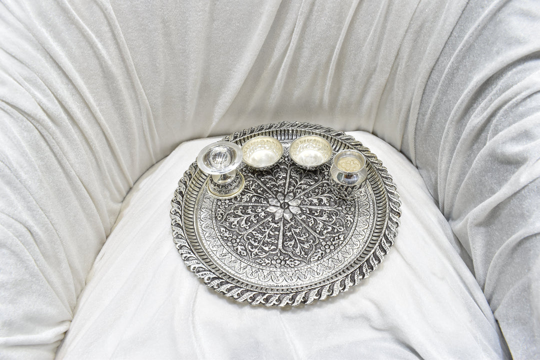 Antique  Silver Aarti Thali ( 532 G )