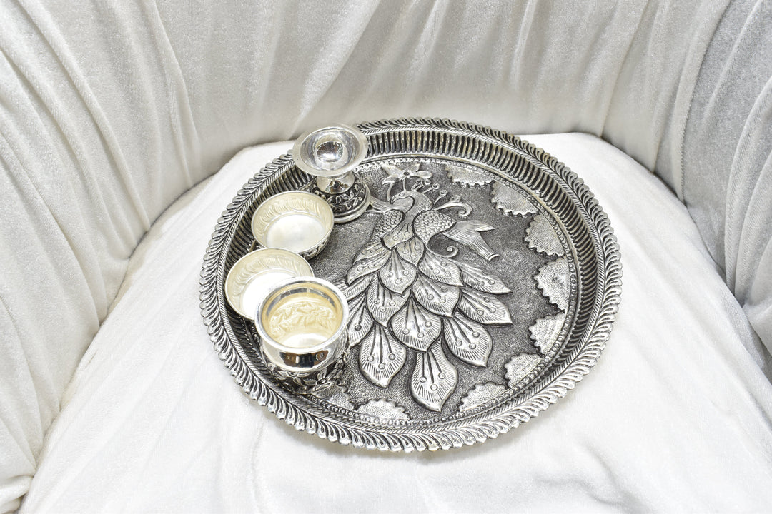 Antique  Silver Aarti Thali (576G)