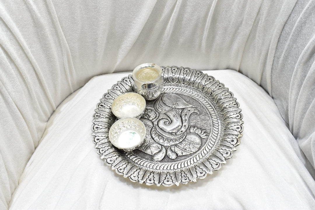 Antique  Silver Aarti Thali ( 437 G )